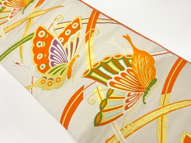 蝶模様織出し袋帯